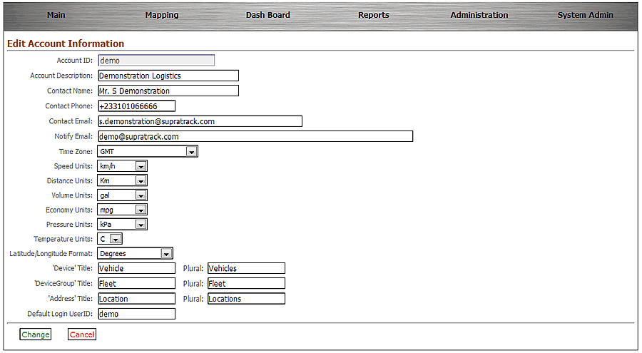 supratrack editing account info